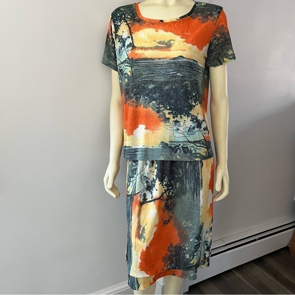VTG Nino Wong California Art To Wear Women’s Multicolored Top & Layered Skirt S